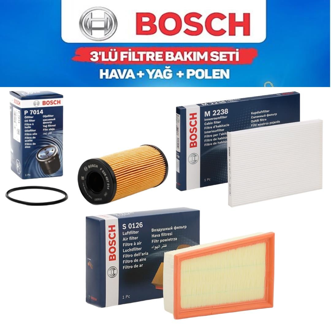 Qashqai J10 2006-2014 2.0 Dizel M9R - Bosch 3'lü Bakım Seti Yağ-Hava-Polen Filtresi