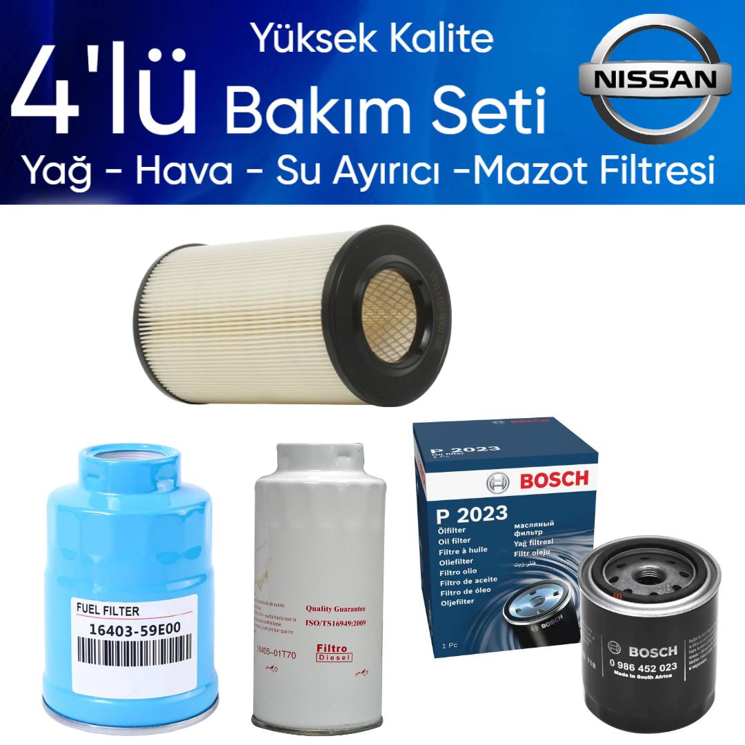 Terrano II R20 1997-2001 TD25-TD27 Dizel - 4'lü Bakım Seti Yağ-Hava-Su Ayırıcı-Mazot Filtresi
