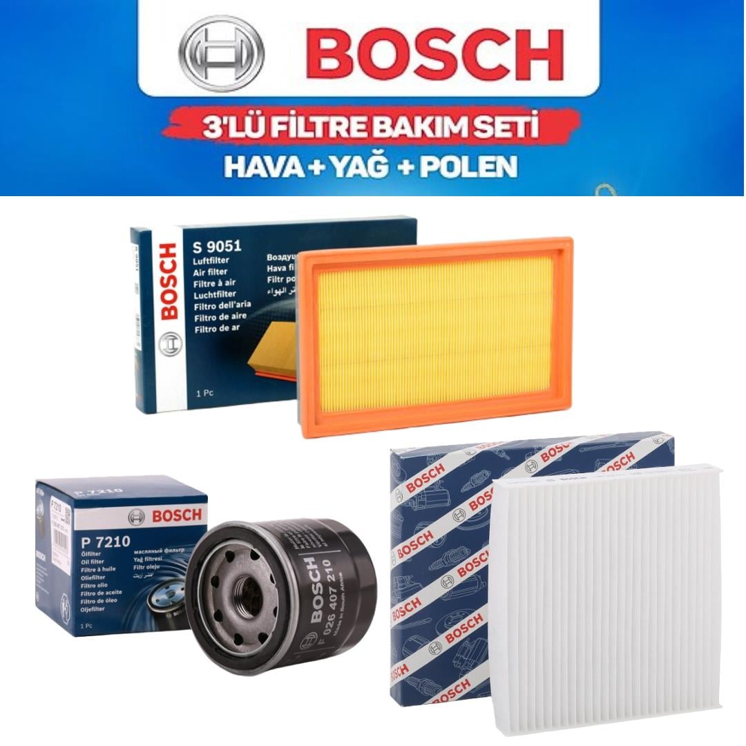 X-Trail T30 2002-2008 2.0 Benzinli QR20 - Bosch 3'lü Bakım Seti Yağ-Hava-Polen Filtresi