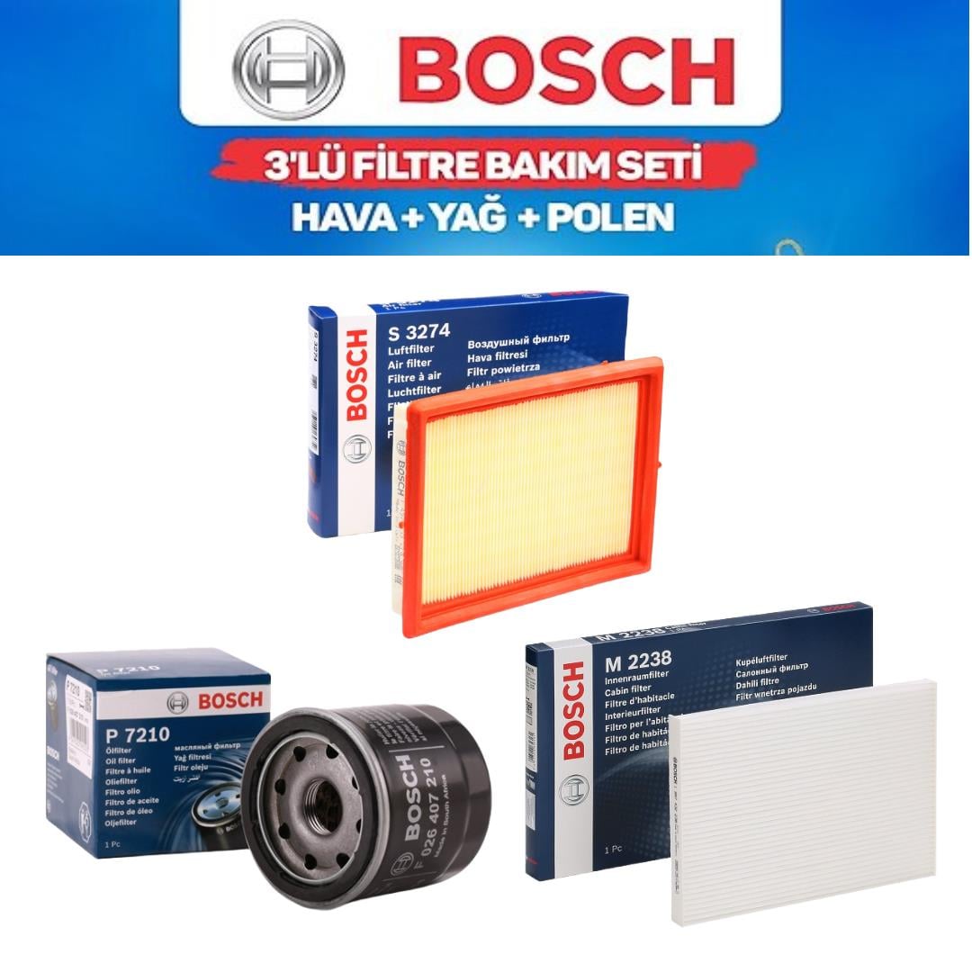 X-Trail T31 2002-2008 2.5 Benzinli QR25 - Bosch 3'lü Bakım Seti Yağ-Hava-Polen Filtresi