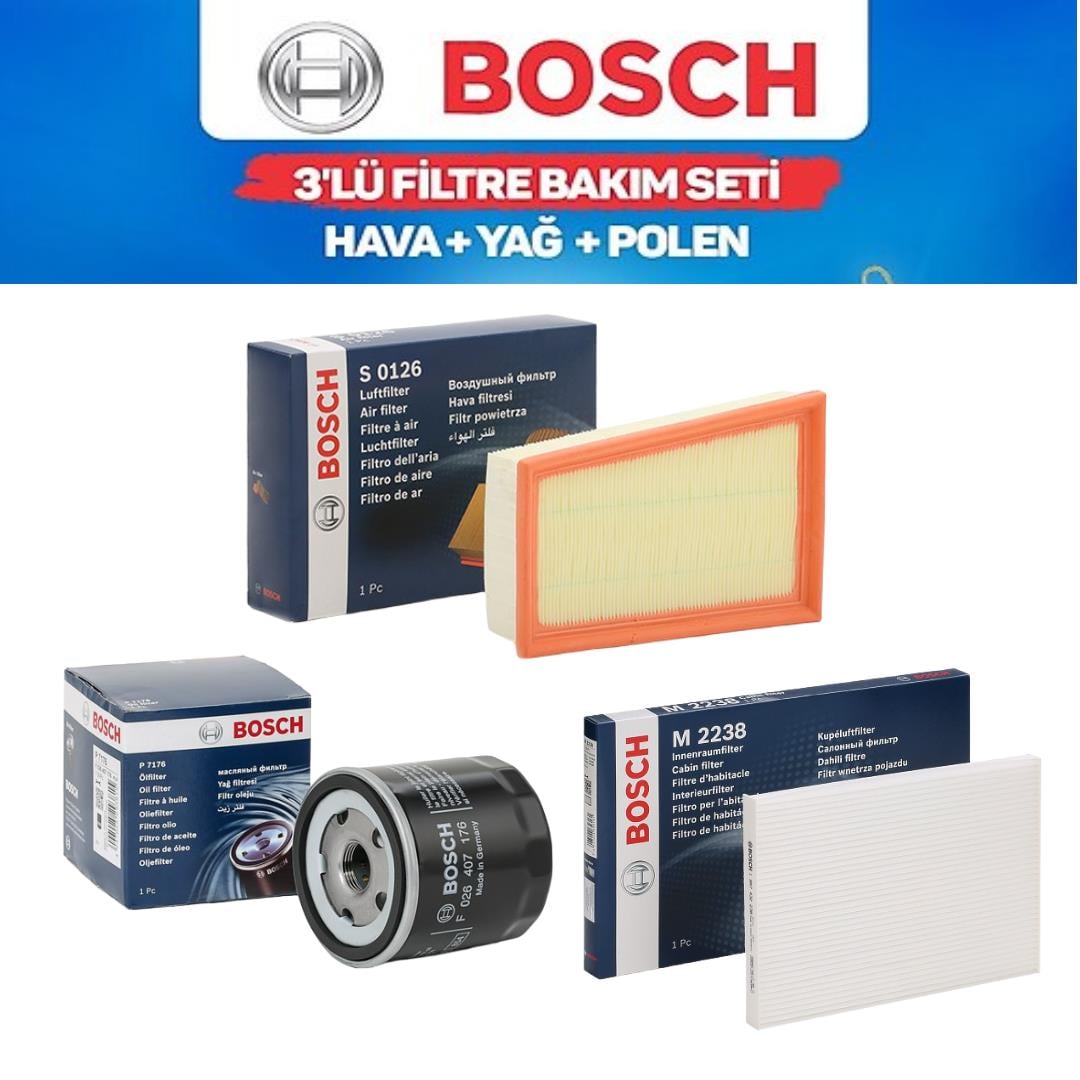 X-Trail T31 2002-2008 2.0 Dizel M9R - Bosch 3'lü Bakım Seti Yağ-Hava-Polen Filtresi