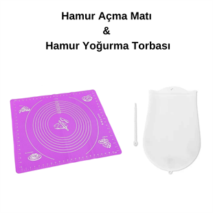 2'li Set Hamur Yoğurma Torbası Ve Silikon Hamur Açma Matı