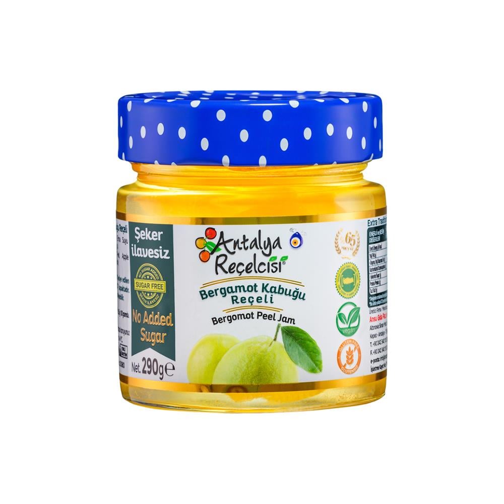 Antalya Reçelcisi Şeker İlavesiz Bergamot Kabuğu Reçeli 290g Cam Kavanoz