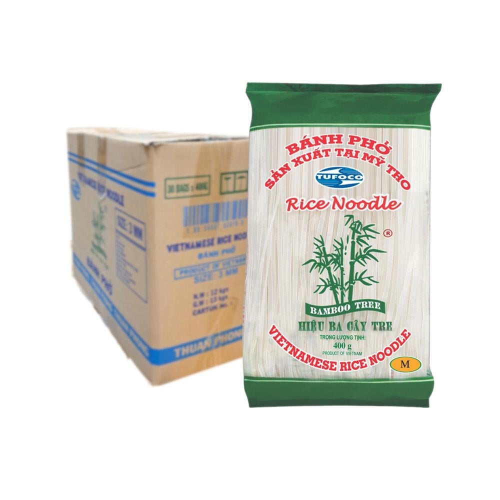 Bamboo Tree Tufoco Glutensiz Pirinç Çubukları (Makarnası) 3 mm Vietnamese Rice Noodle 400 gr x 30 Adet  