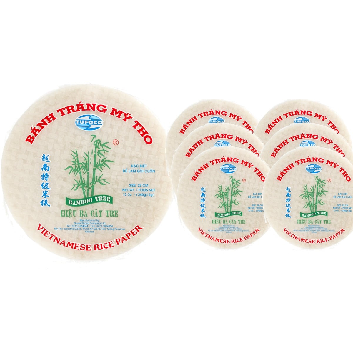 Bamboo Tree & Tufoco Glutensiz Pirinç Yufkası (Rice Paper) 22 cm 340 g x 6 Adet 