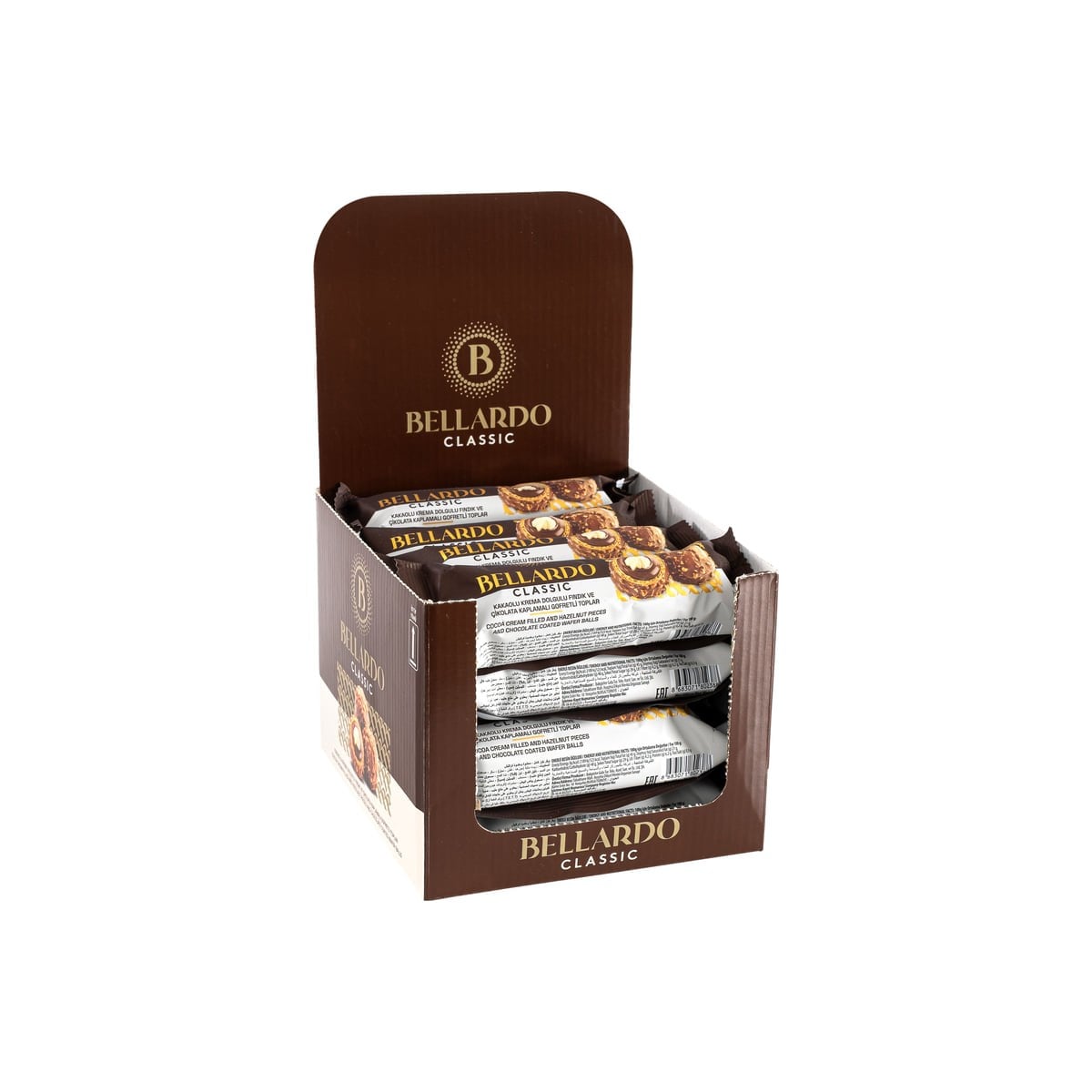 Bellardo Classic Fındıklı Çikolatalı Gofret Topları 37,5 g x 16 Adet Display Kutu