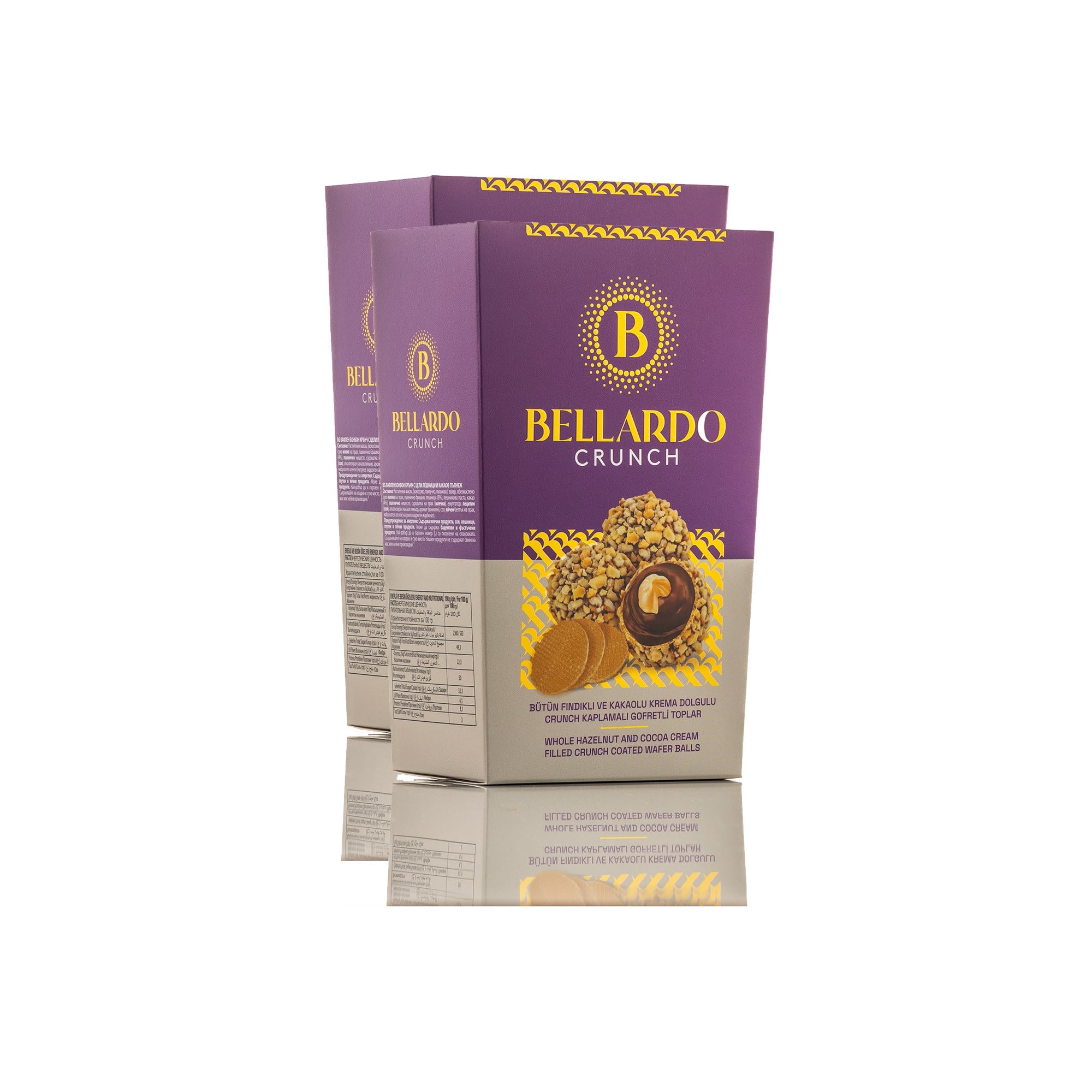 Bellardo Crunch Bütün Fındıklı ve Kakaolu Krema Dolgulu Gofret Topları 150 g x 2 Adet