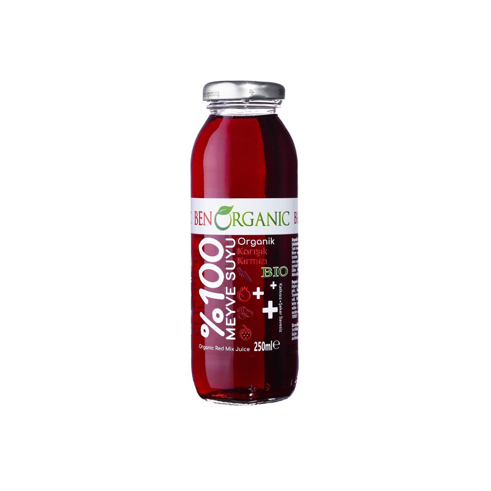 BENORGANIC Organik Karışık Kırmızı Meyve Suyu 250 ml Cam Şişe