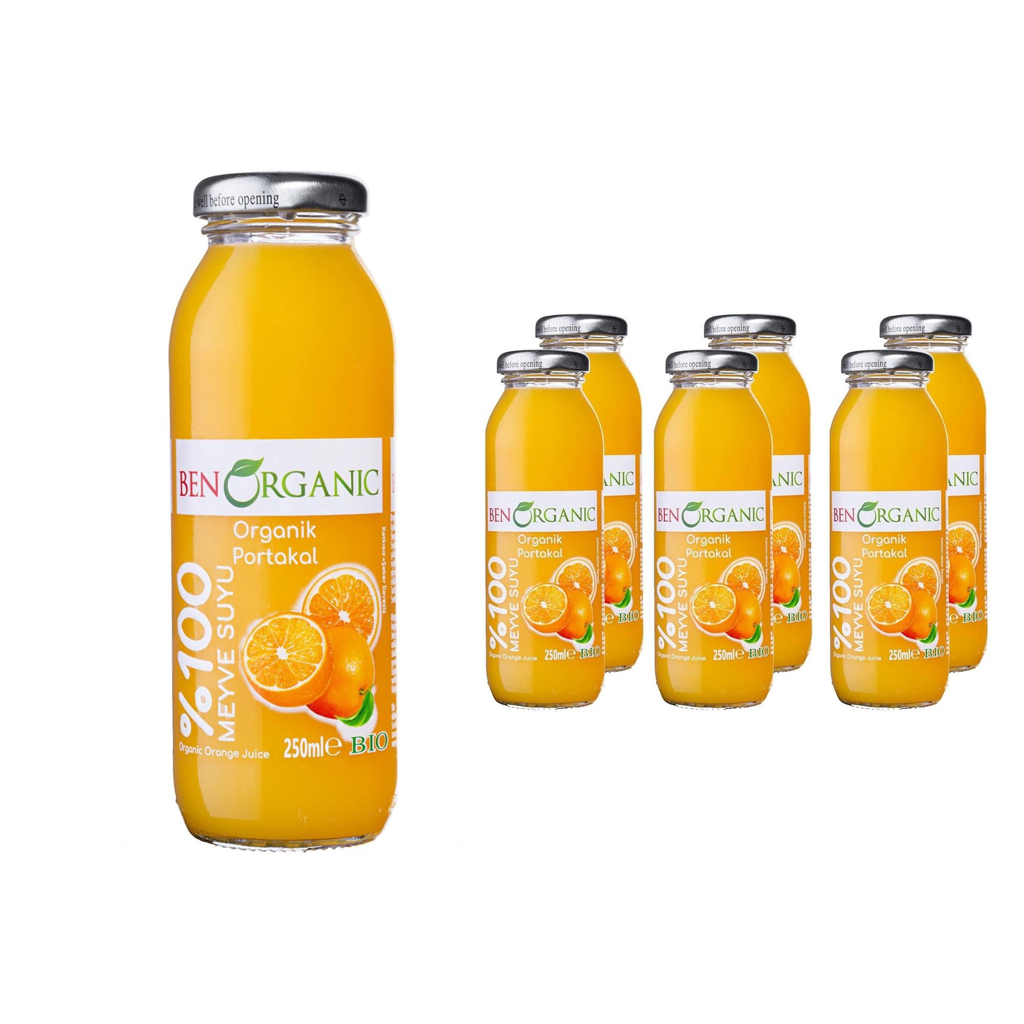 BENORGANIC Organik Portakal Suyu 250 ml x 6 Adet Cam Şişe