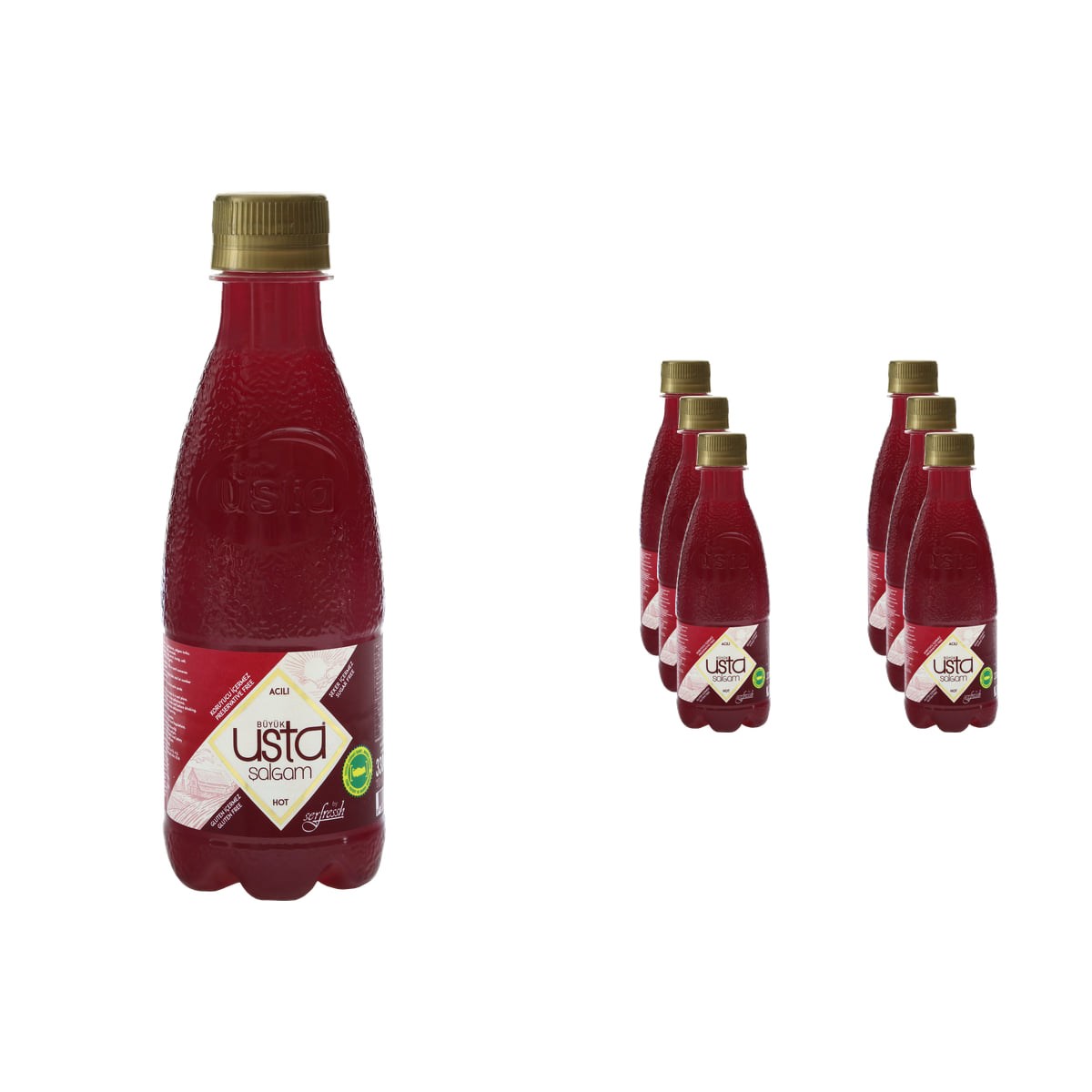 Büyük Usta Acılı Adana Şalgamı 330 ml Pet Şişe x 6 Adet