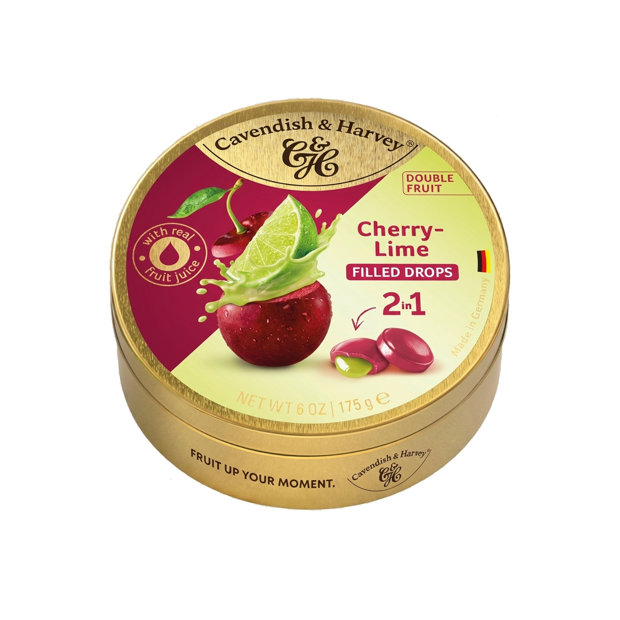 Cavendish & Harvey Double Fruit Drops Cherry Lime Vişne ve Misket Limonu Aromalı Dolgulu Şekerleme 175 g
