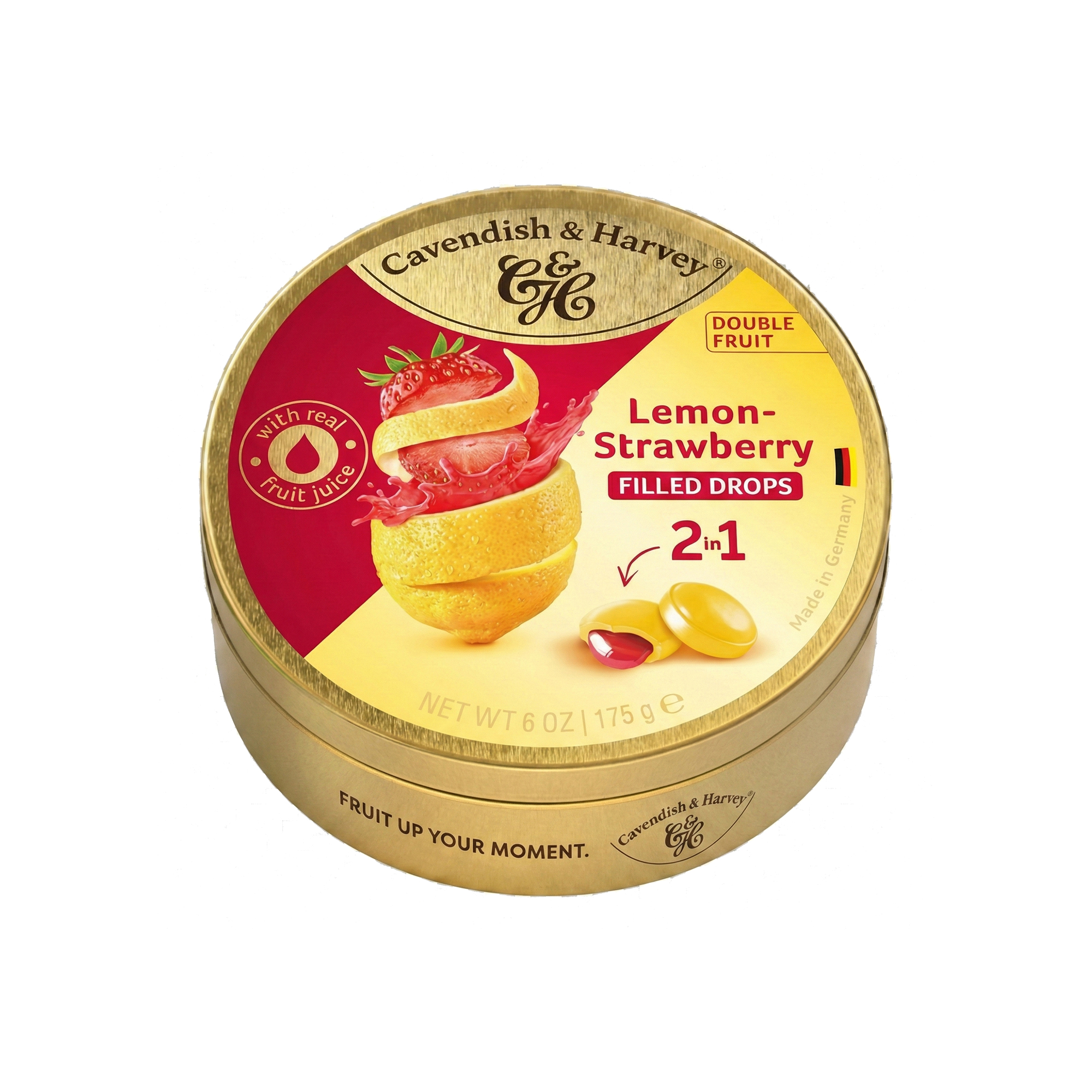 Cavendish & Harvey Double Fruit Drops Lemon Strawberry Limon ve Çilek Aromalı Dolgulu Şekerleme 175 g