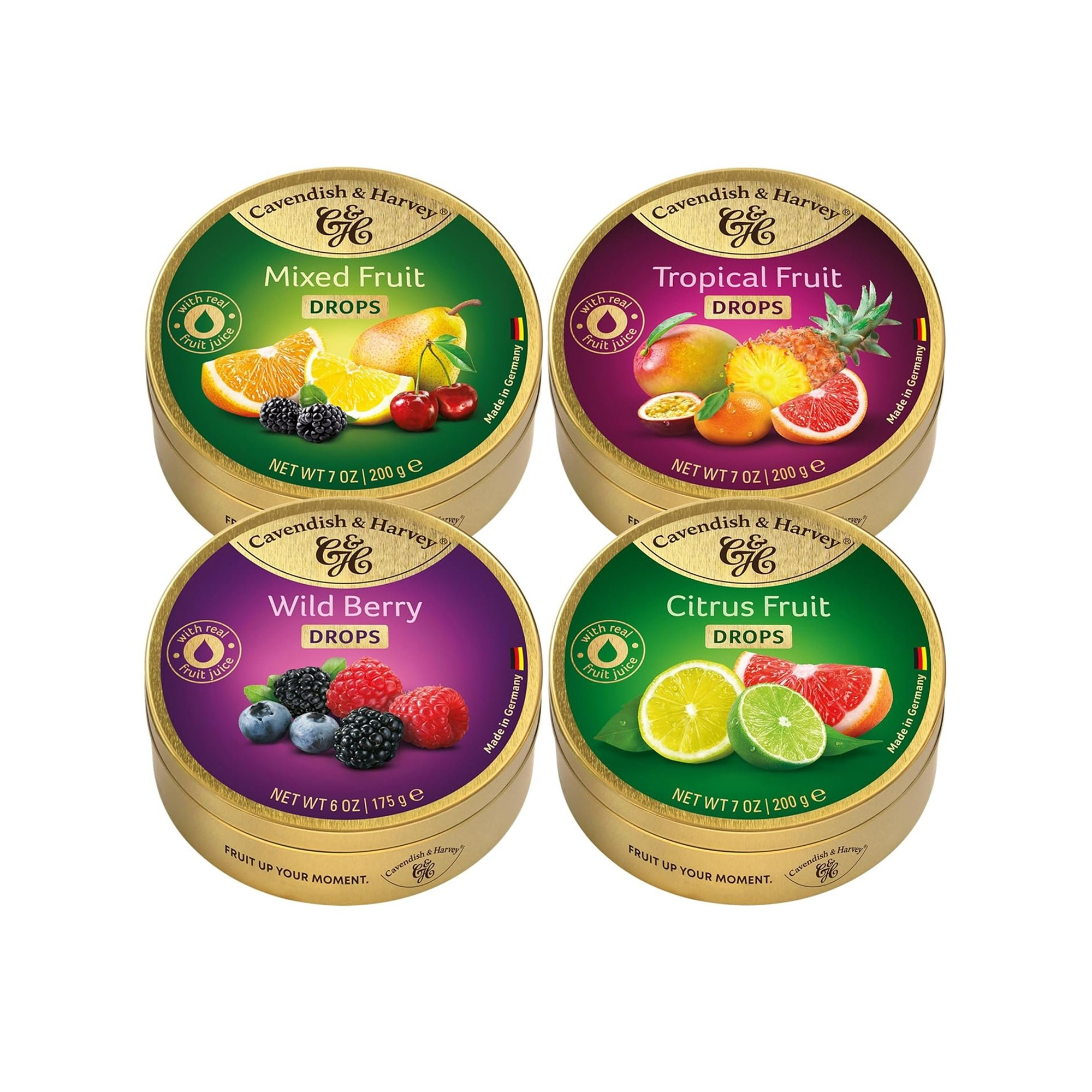 Cavendish & Harvey Karışık, Tropikal, Orman Meyveli ve Narenciye Sert Şekerleme 4'lü Avantaj Paketi