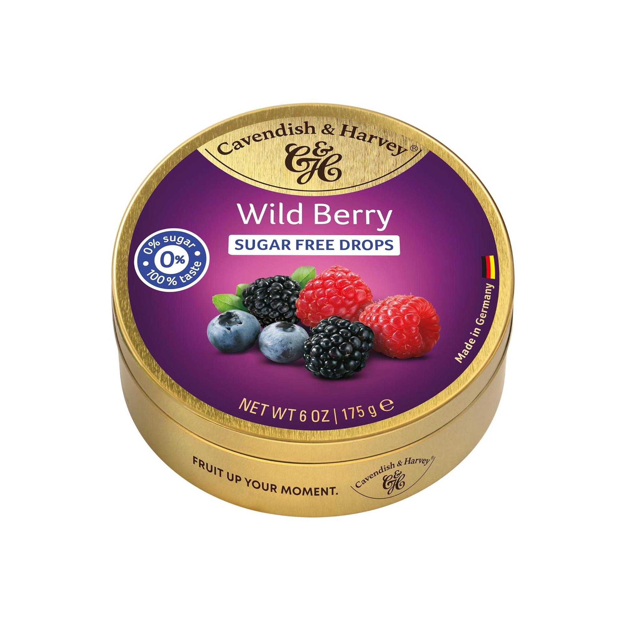 Cavendish & Harvey Şekersiz Wild Berry Drops | Yaban Mersini, Ahududu ve Böğürtlen Aromalı Şekersiz Şeker 175 g