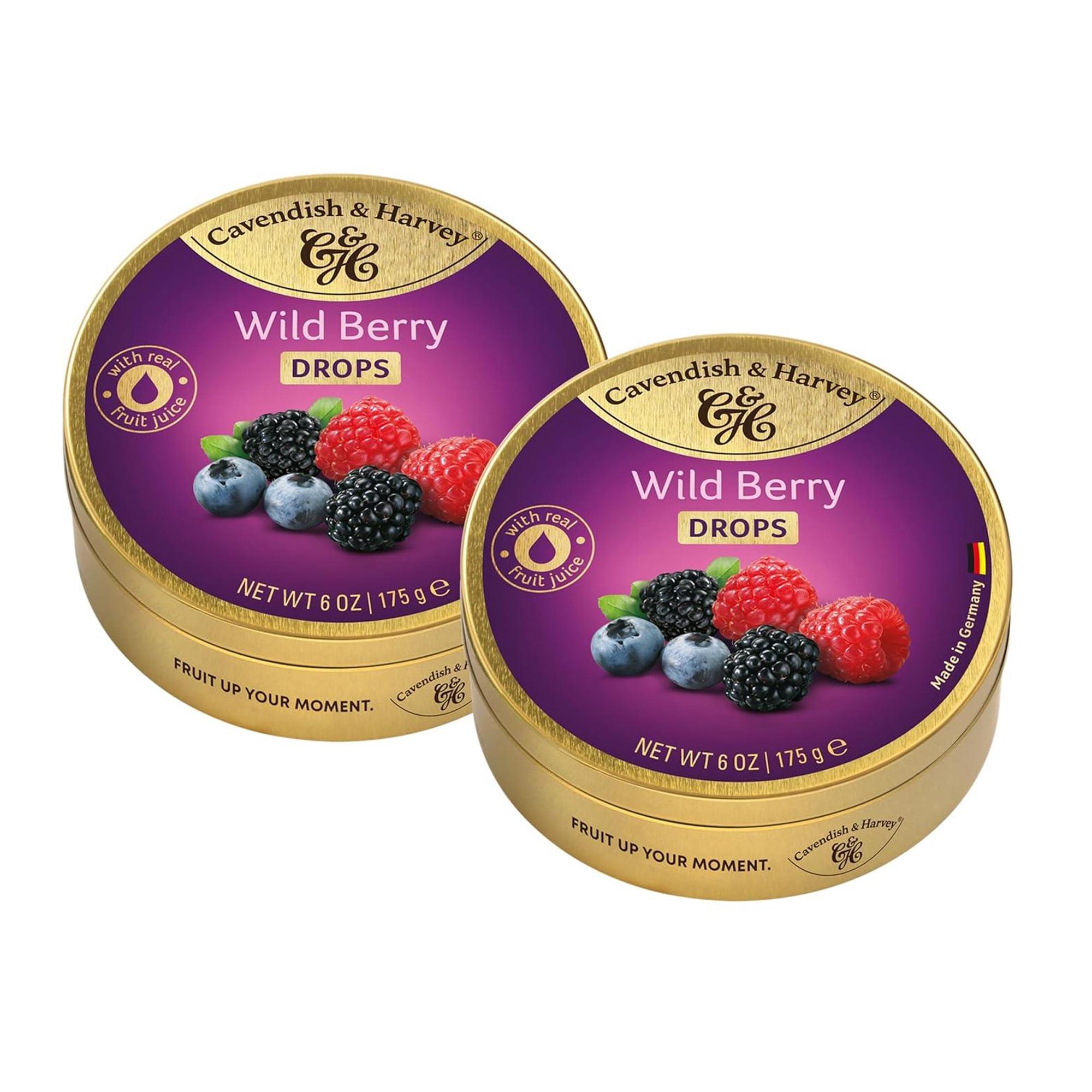 Cavendish & Harvey Wild Berry Drops | Yaban Mersini, Ahududu ve Böğürtlen Aromalı Şeker 175 g x 2 Adet