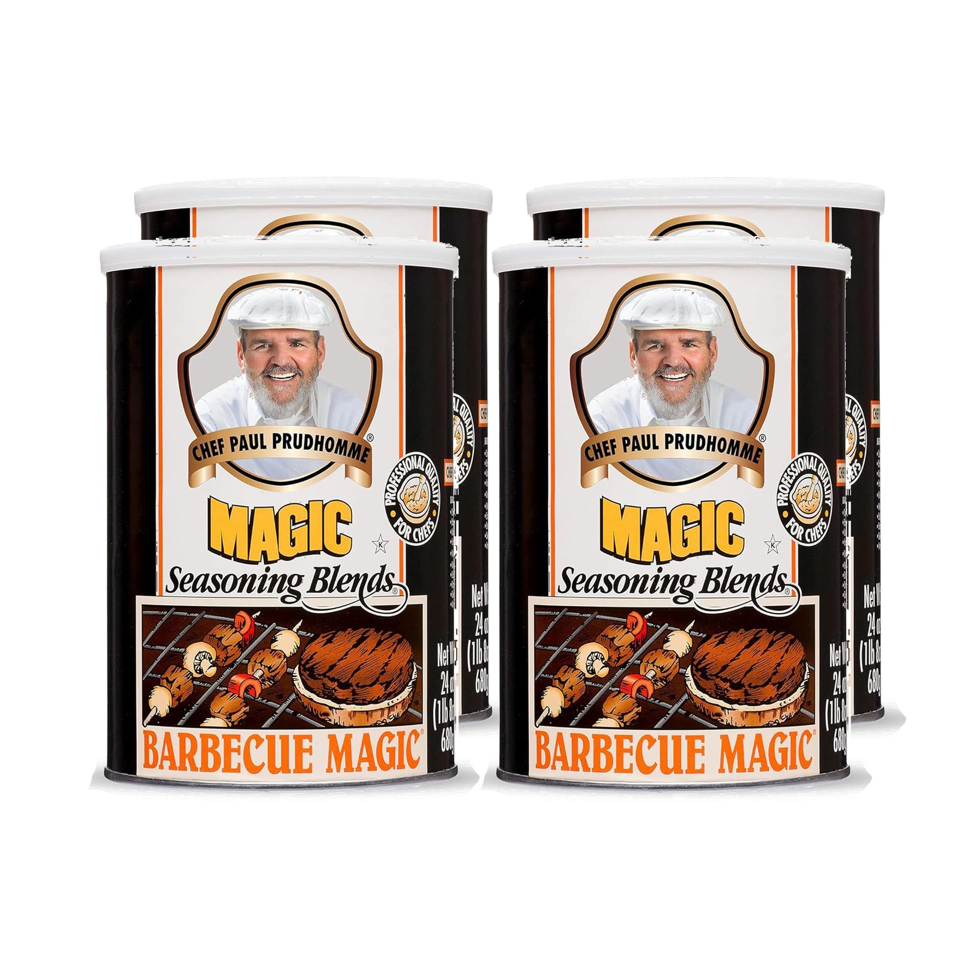 CHEF PAUL PRUDHOMME'S MAGIC Seasoning Blends Barbekü Baharatı | Izgara ve Tütsüleme için Çok Amaçlı Baharat | İsli, Hafif Biberli Barbekü Baharatı | Tavuk, Kaburga ve Burgerler için Barbekü Baharatı | 680g x 4 Adet