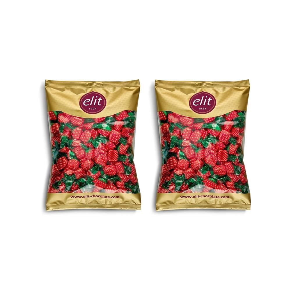 Elit Çikolata Çilek Dolgulu Şeker 1kg 2'li Set (2X1KG) Glutensiz