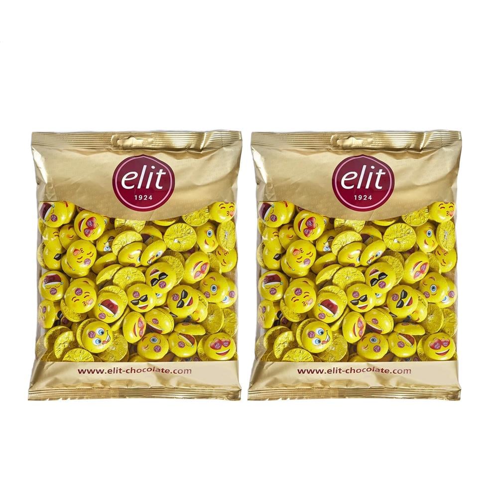 Elit Çikolata Mini Elitoloji Emoji Sütlü Çikolata 1kg x 2 Adet Glutensiz