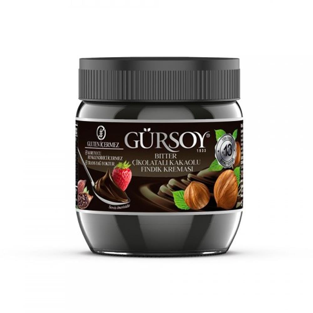 Gürsoy Bitter Çikolatalı Kakaolu Fındık Kreması 400g Cam Kavanoz