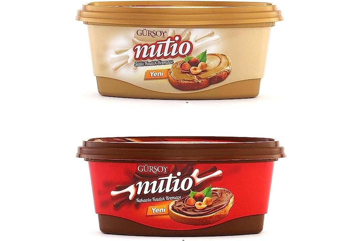 Nutio Krokanlı Sütlü Fındık Kreması 400g + Nutio Kakaolu Fındık Kreması 400g Plastik Kap