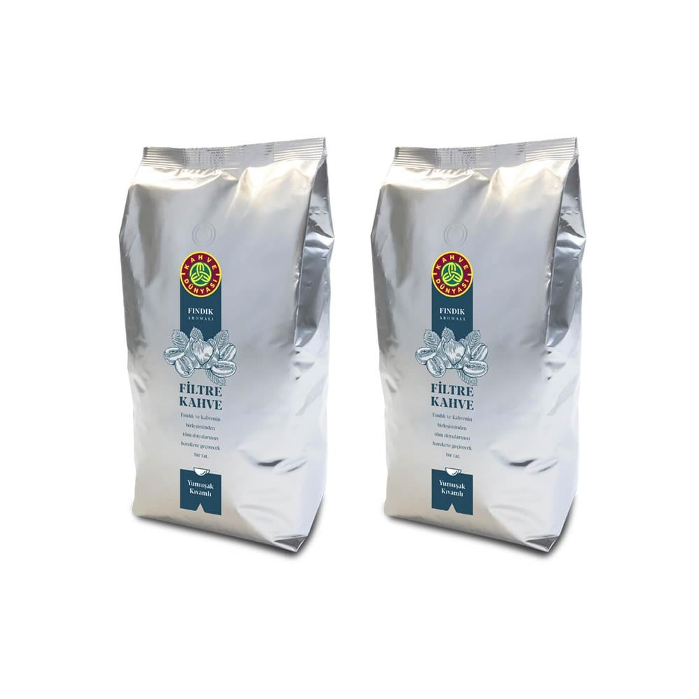 Kahve Dünyası Fındık Aromalı Filtre Kahve Kavrulmuş Çekirdek 1 kg x 2 Adet
