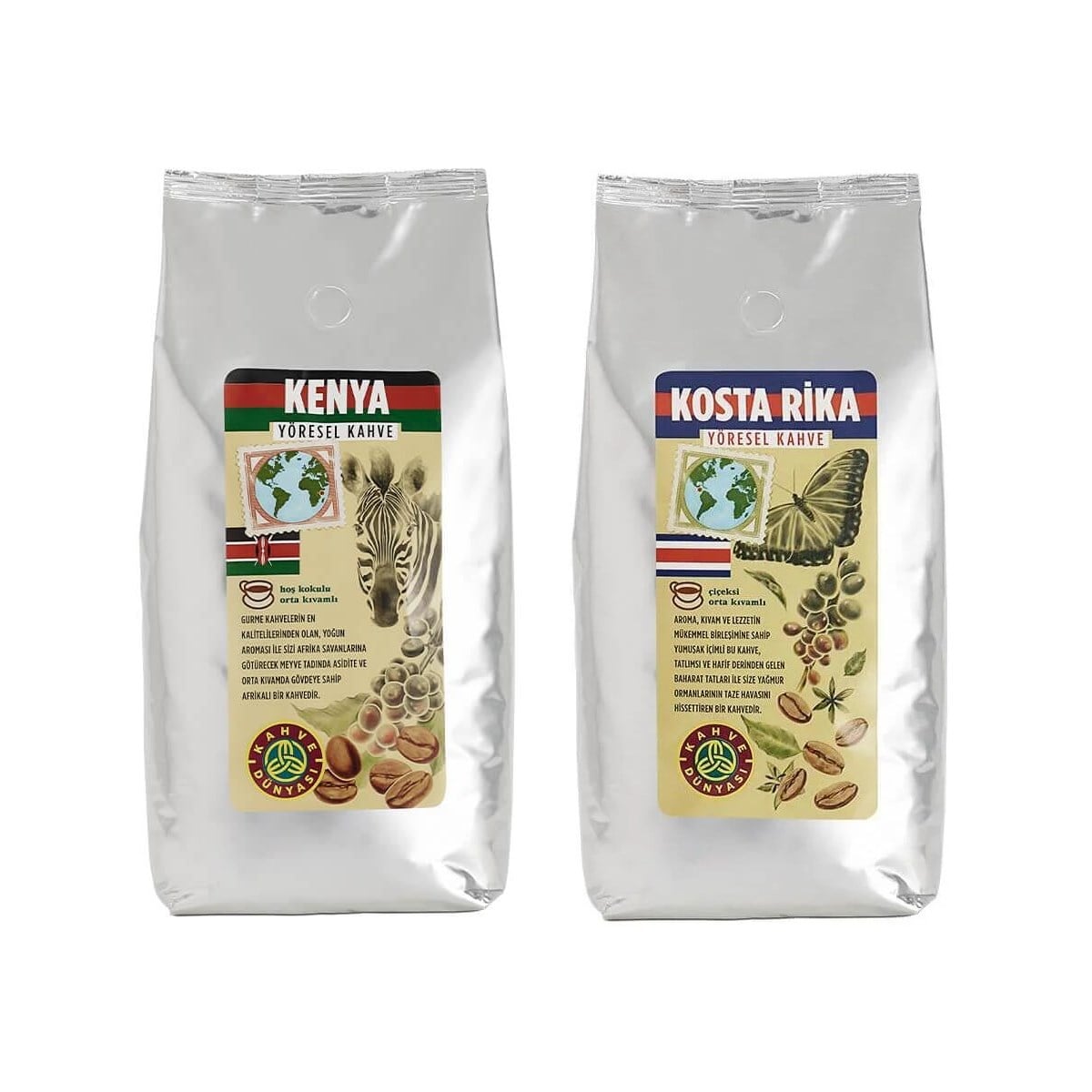 Kahve Dünyası Kenya ve Kosta Rika Çekirdek Kahve Seti 1 kg x 2 Adet