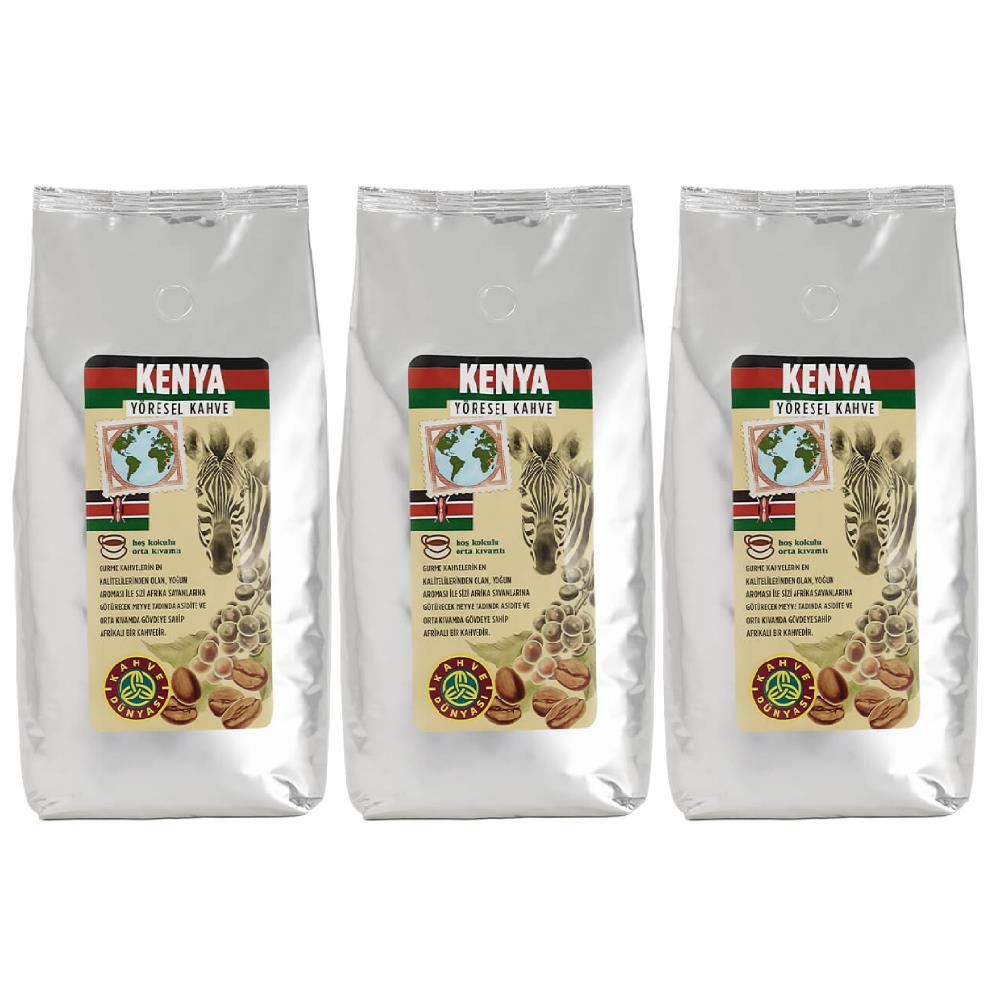 Kahve Dünyası Kenya Yöresel Çekirdek Kahve 1Kg x 3 Adet