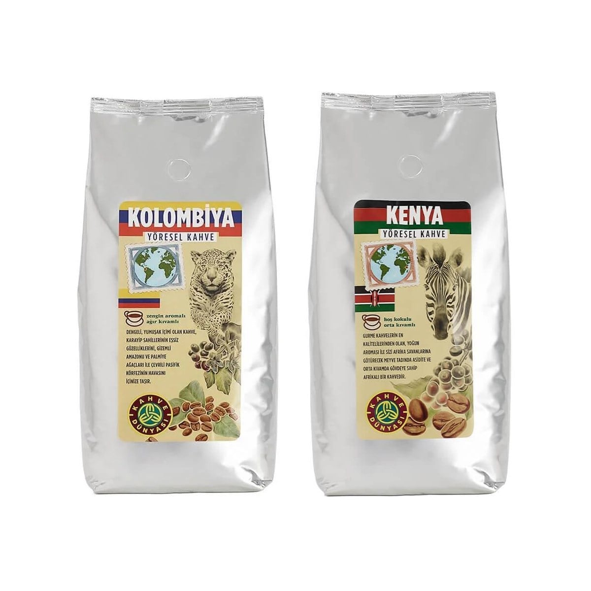 Kahve Dünyası Kolombiya ve Kenya Çekirdek Kahve Seti 1 kg x 2 Adet