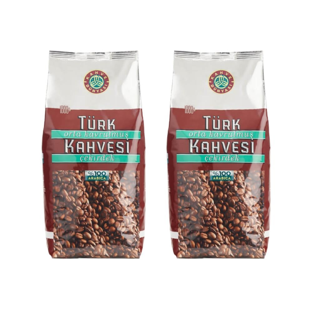 Kahve Dünyası Orta Kavrulmuş Çekirdek Türk Kahvesi 1kg x 2 Adet