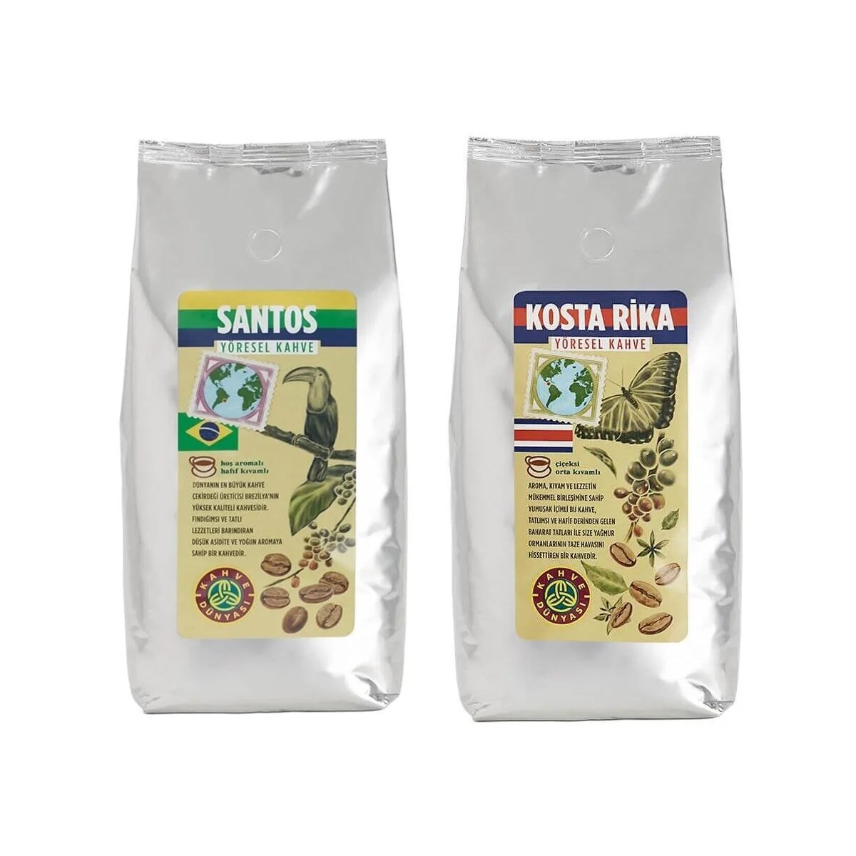 Kahve Dünyası Santos ve Kosta Rika Çekirdek Kahve Seti 1 kg x 2 Adet