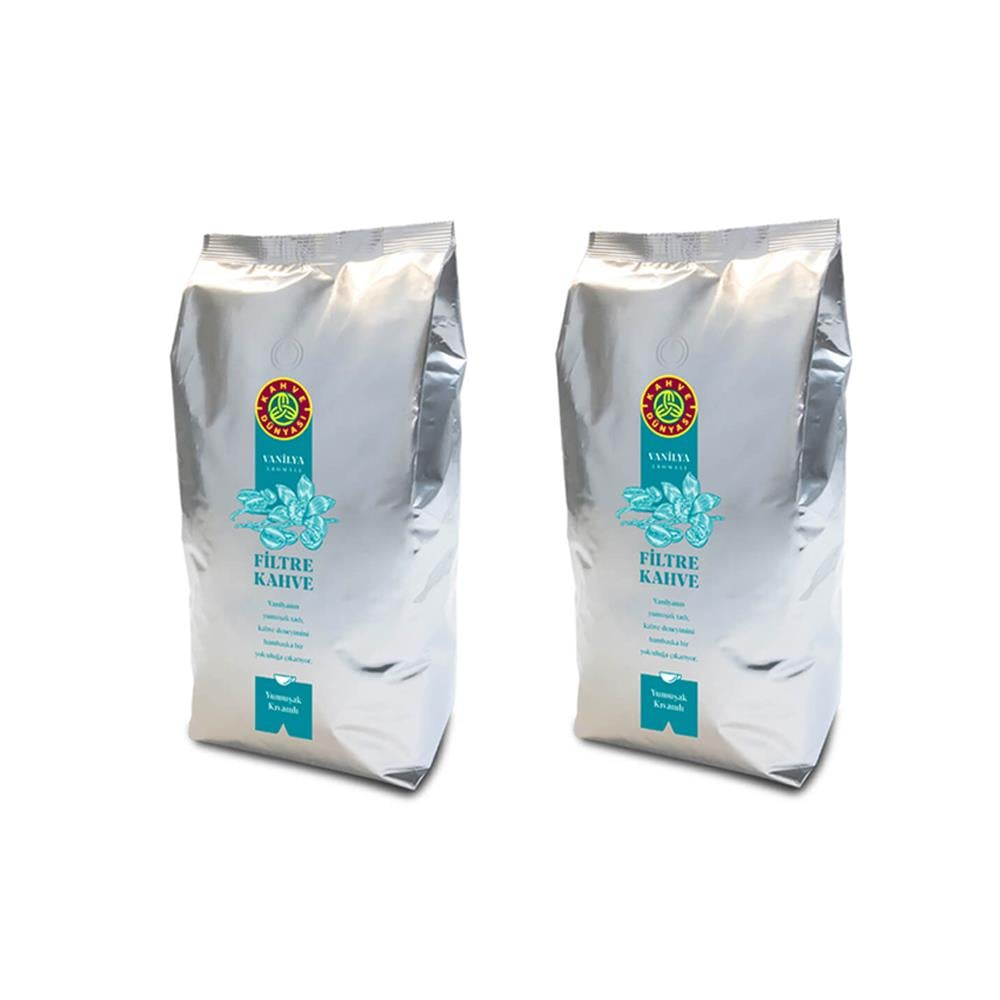 Kahve Dünyası Vanilya Aromalı Filtre Kahve Kavrulmuş Çekirdek 1 kg x 2 Adet