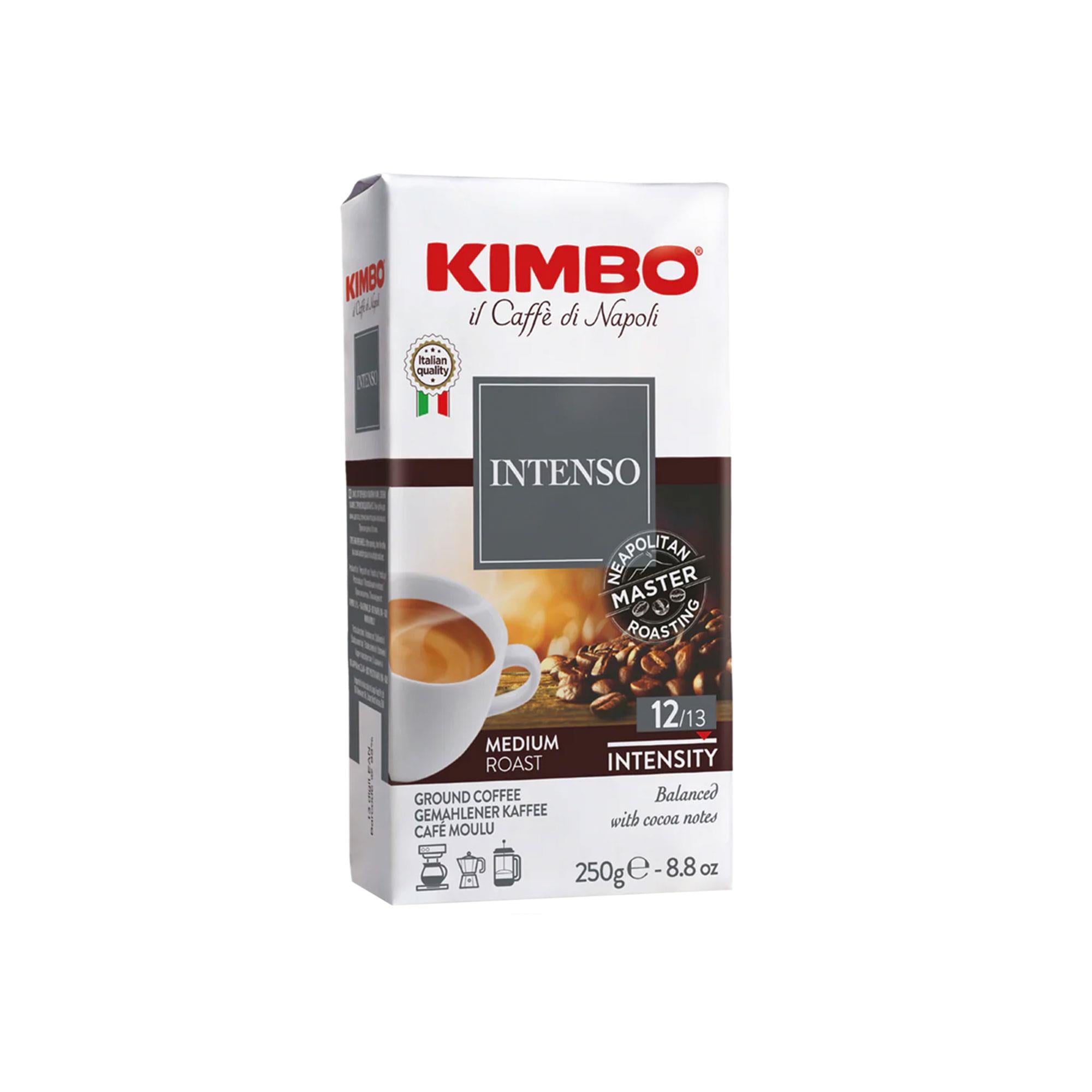 KIMBO INTENSO Filtre Kahve 250 g | İtalya'da Öğütülmüş Orta Kavrulmuş | Kakao Notaları ve Dolgun Gövdeli | Vakum Paket  