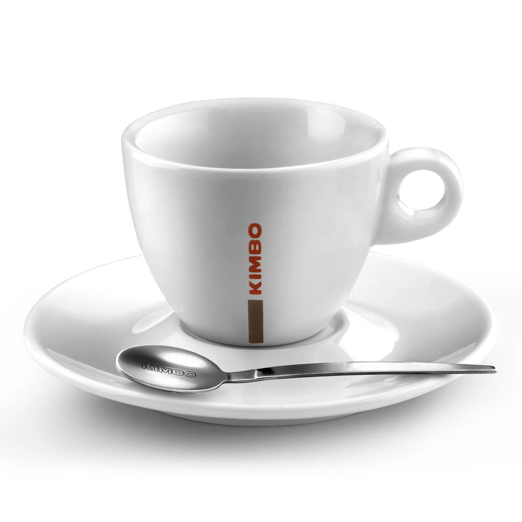 KIMBO Logolu Cappuccino Fincan ve Tabağı | Orijinal Cappuccino Fincan ve Tabak 180ml (Kaşık Dahil Değildir)