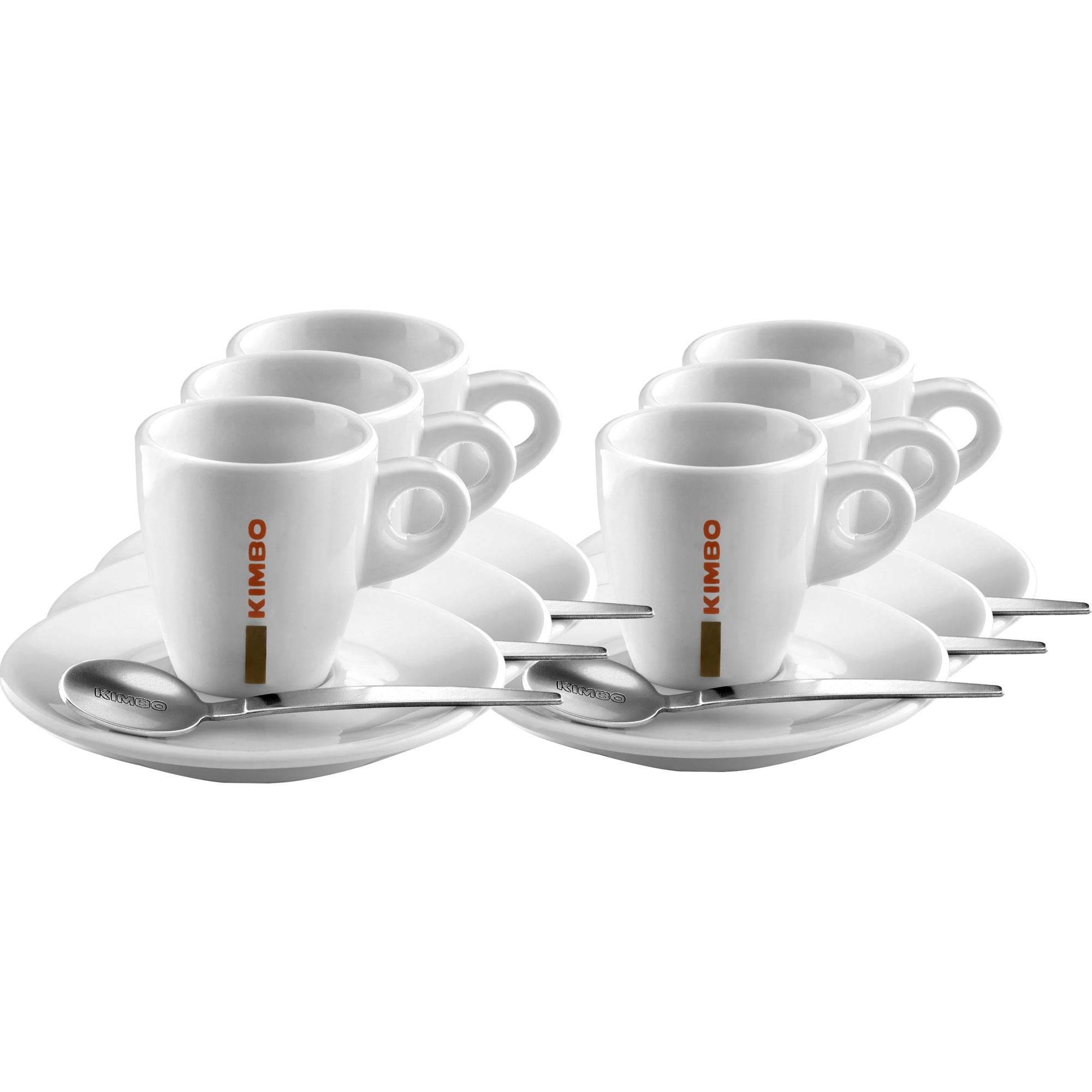 KIMBO Logolu Espresso Fincanı ve Tabak Seti | 6'lı Orijinal Espresso Fincan ve Tabak Seti 60 ml (Kaşık Dahil Değildir)