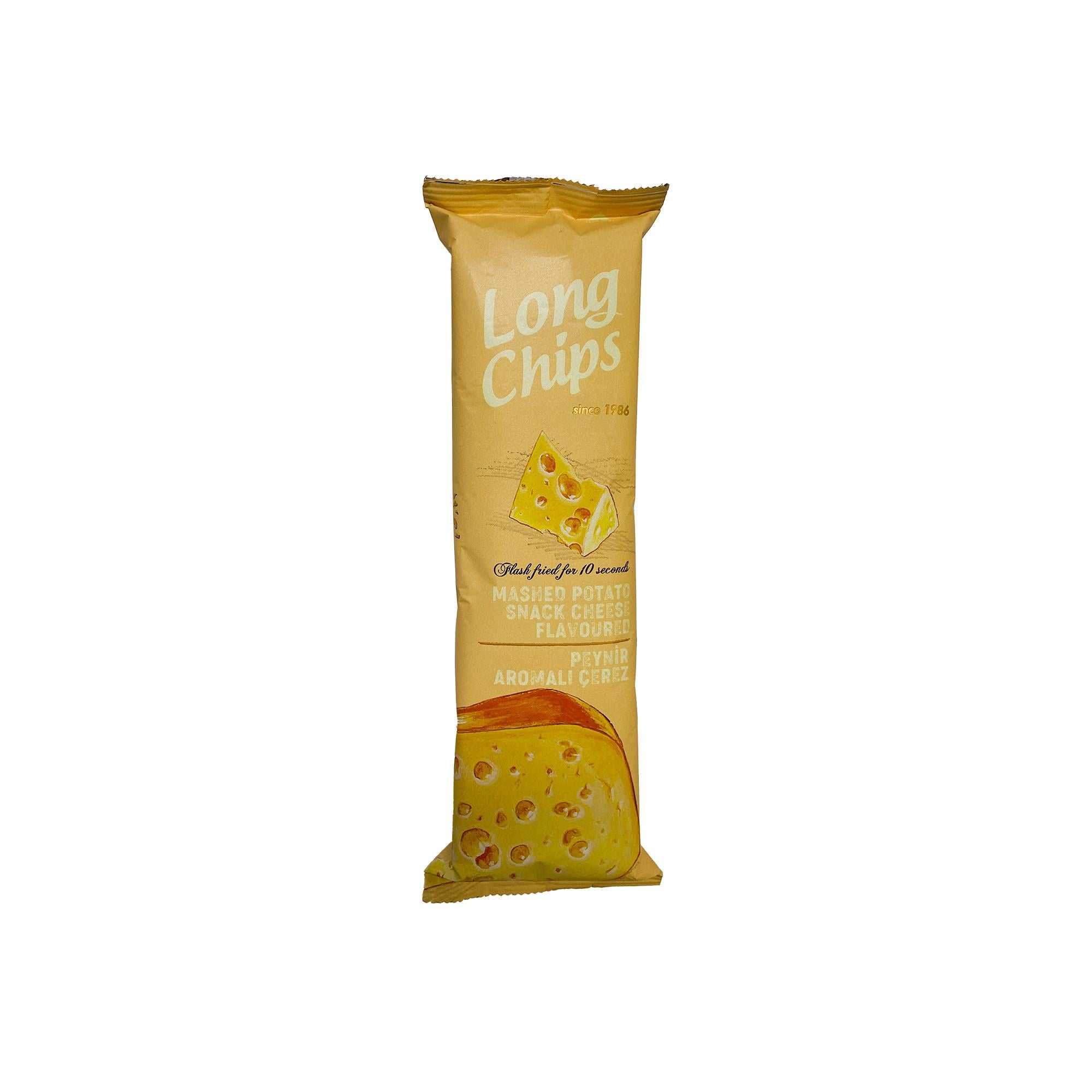 Long Chips Peynir Aromalı Patates Cipsi | Uzun Cips | Az Yağlı | Letonya Ürünü | 75 g