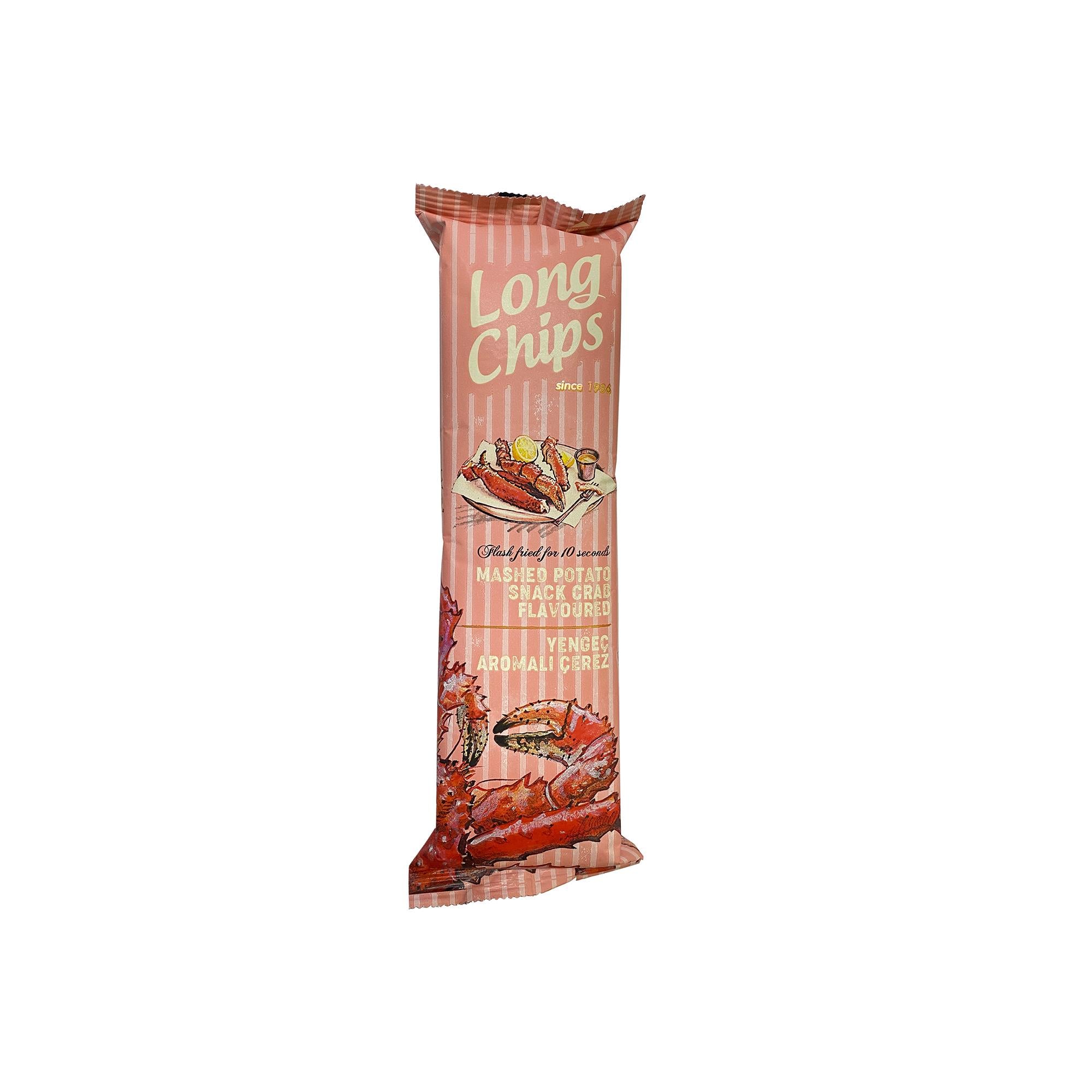 Long Chips Yengeç Aromalı Patates Cipsi | Uzun Cips | Az Yağlı | Letonya Ürünü | 75 g