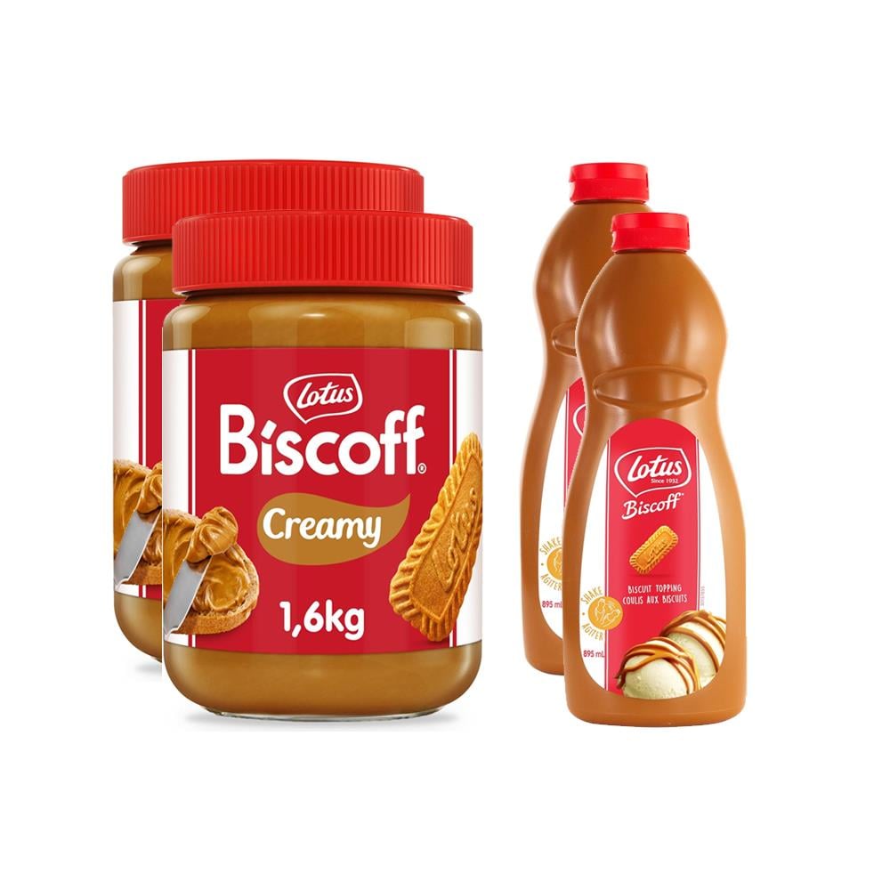 Lotus Bıscoff Spread Original 1600G x 2 Adet + Biscoff Topping Sos 1kg x 2 Adet
