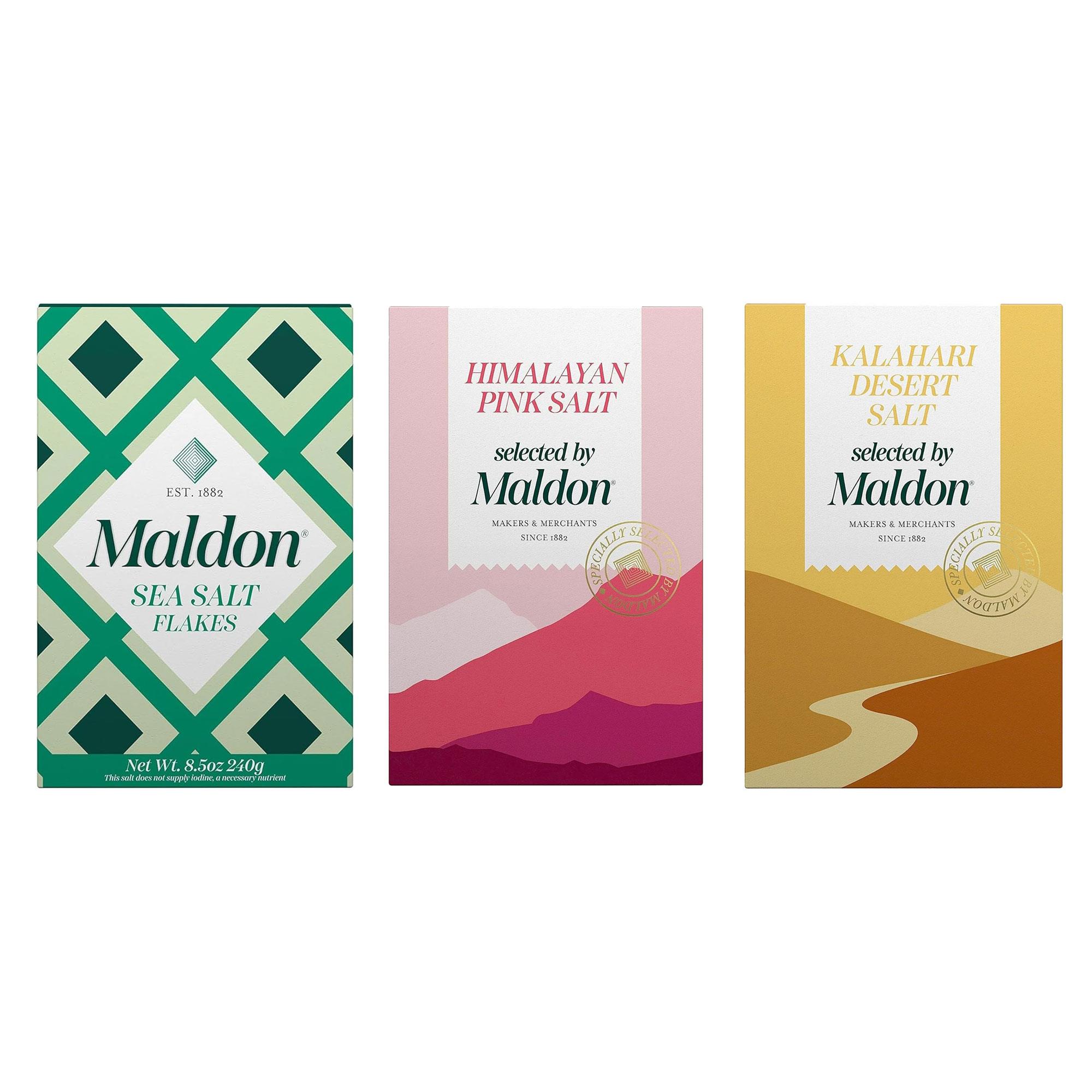 Maldon Tuz Çeşitleri 3'lü Set / Deniz Tuzu – Kalahari Çöl Tuzu – Himalaya Pembe Tuz 250G