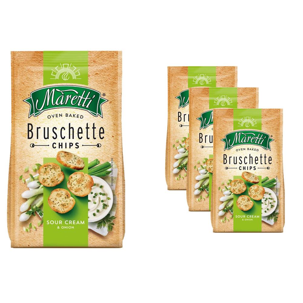 Maretti Bruschette Sour Cream Ekşi Krema ve Soğanlı Kızartılmış Ekmek Cips 70g x 3 Adet