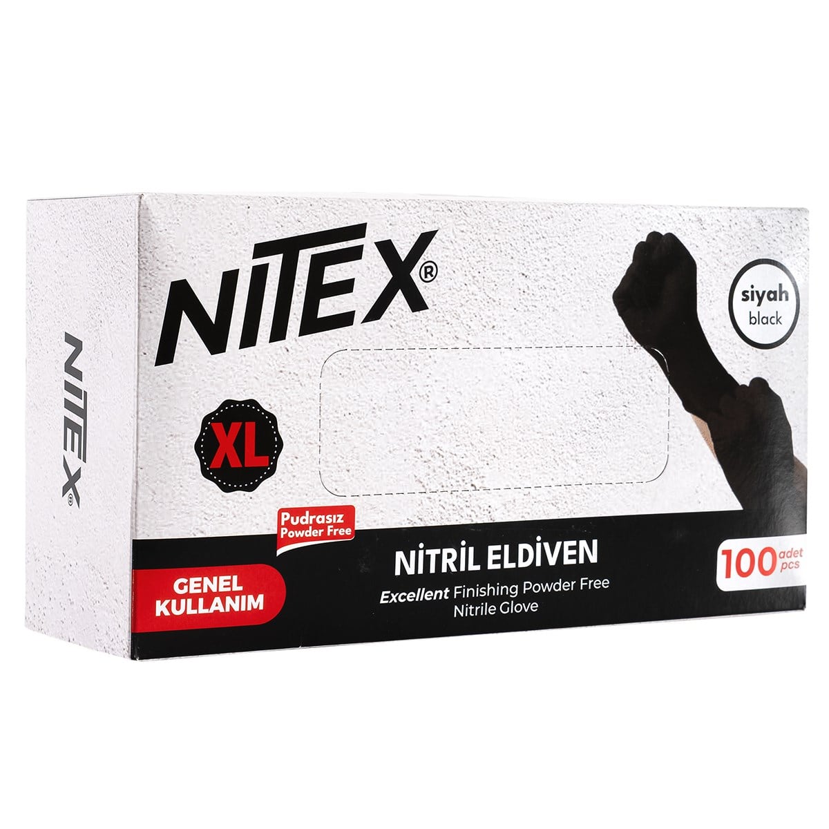 Nitex Siyah Nitril Eldiven XL - 100 Adet (Pudrasız)