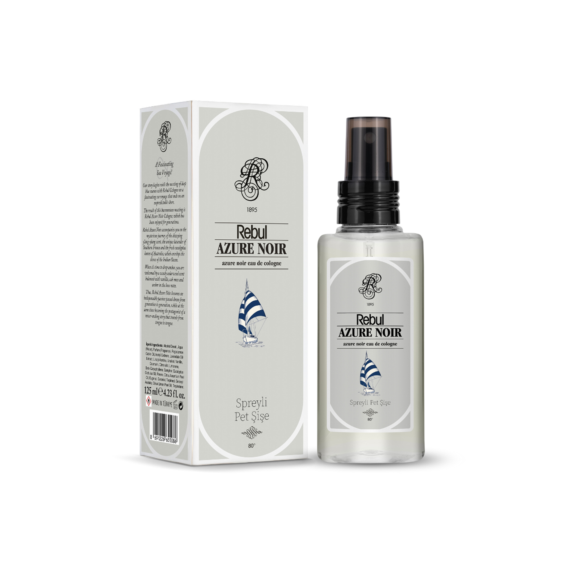 Rebul Azure 125 ml Sprey Kolonya - Pratik Pet Şişe (80 Derece)