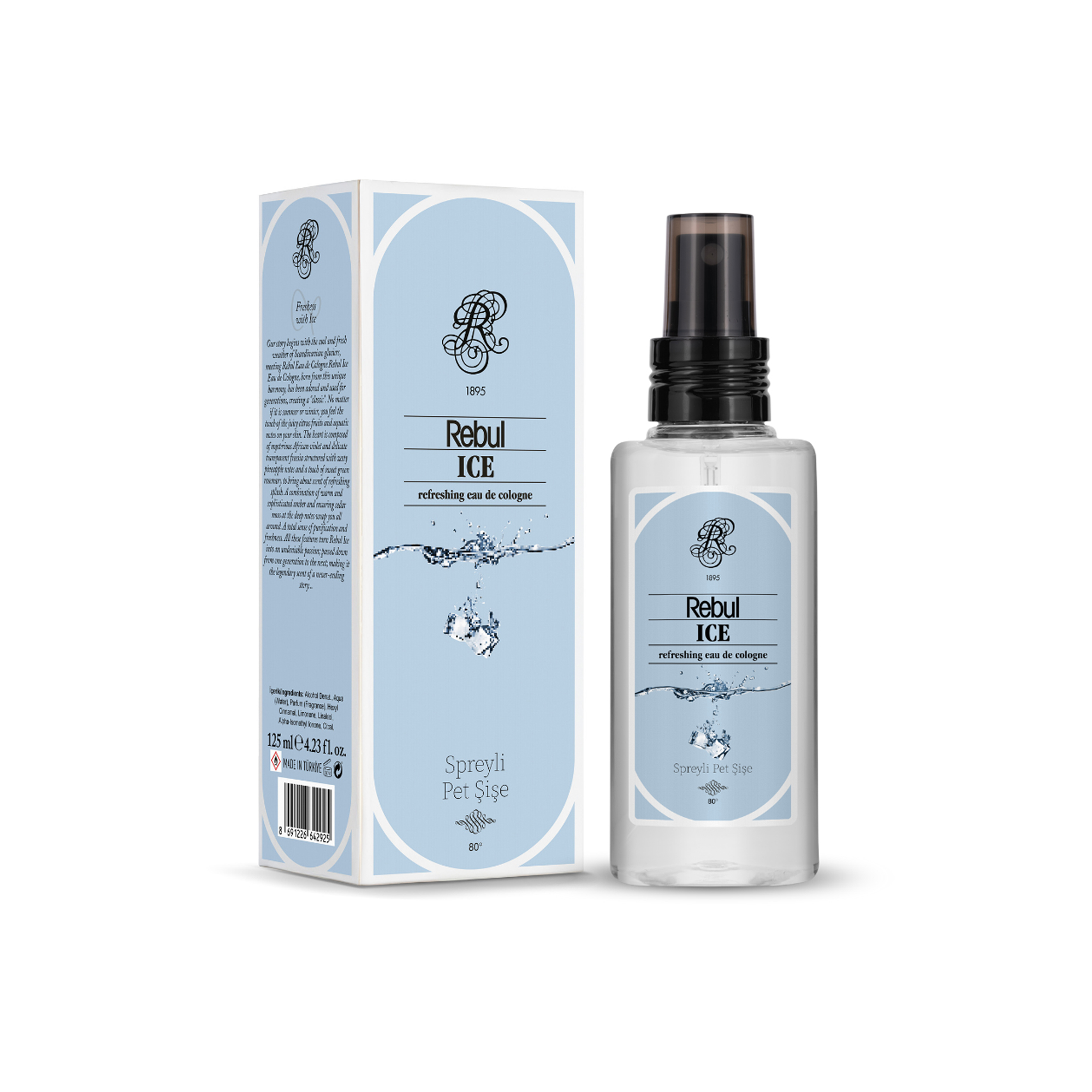 Rebul Ice Ferahlatıcı Sprey Kolonya 125 ml - Pratik Pet Şişe