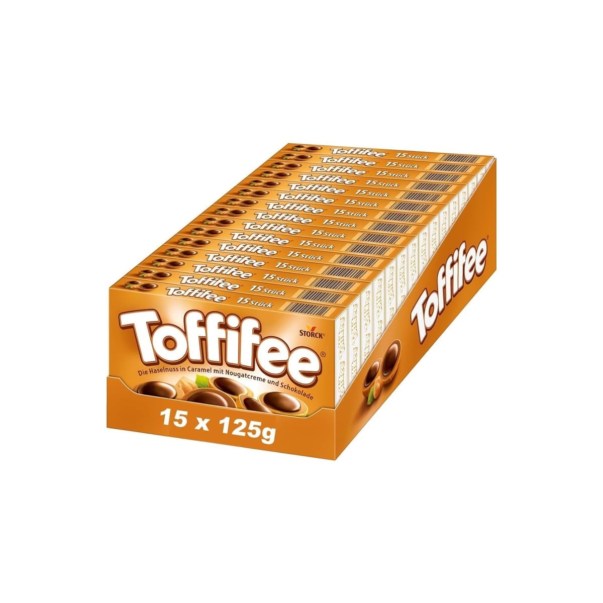 Toffifee Karamel Kaplı Bütün Fındıklı Çikolata 15'li Toptan Stand Kutusu (15 x 125 g)