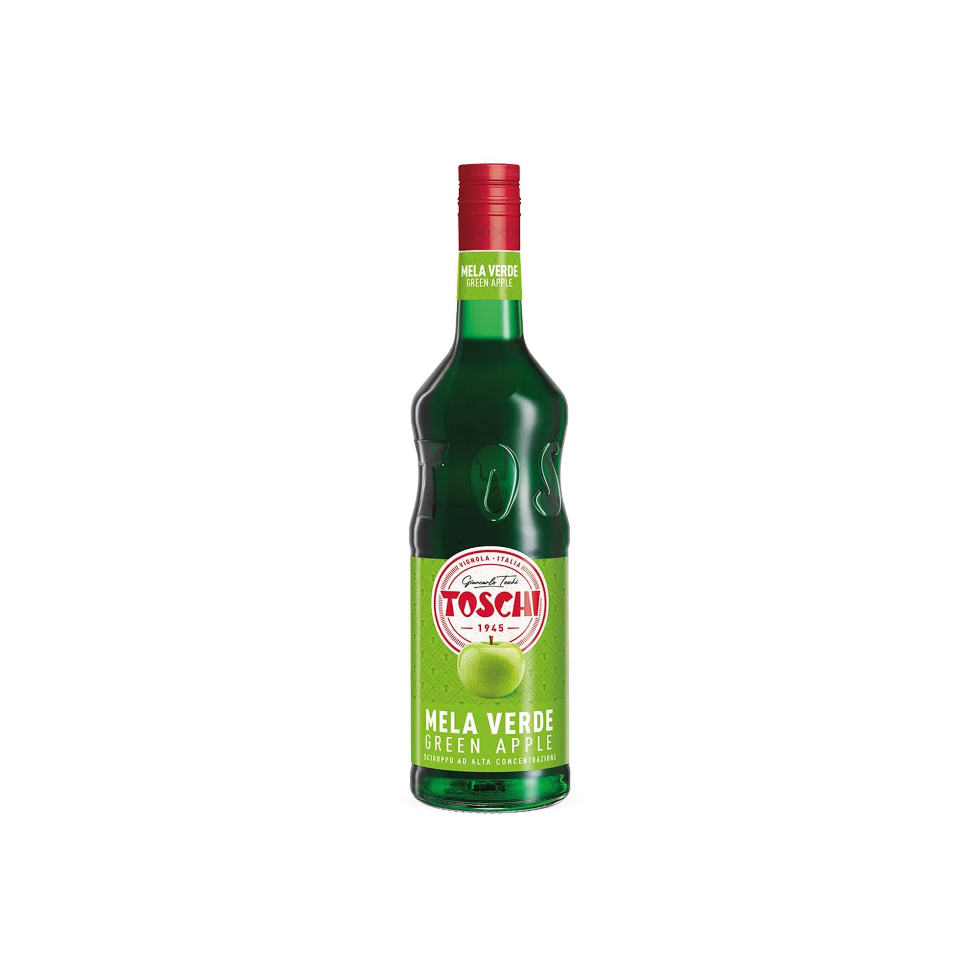 TOSCHI Yeşil Elma Şurubu | Yüksek Konsantre | Katkısız ve Glutensiz | İtalya Ürünü | 1000 ml