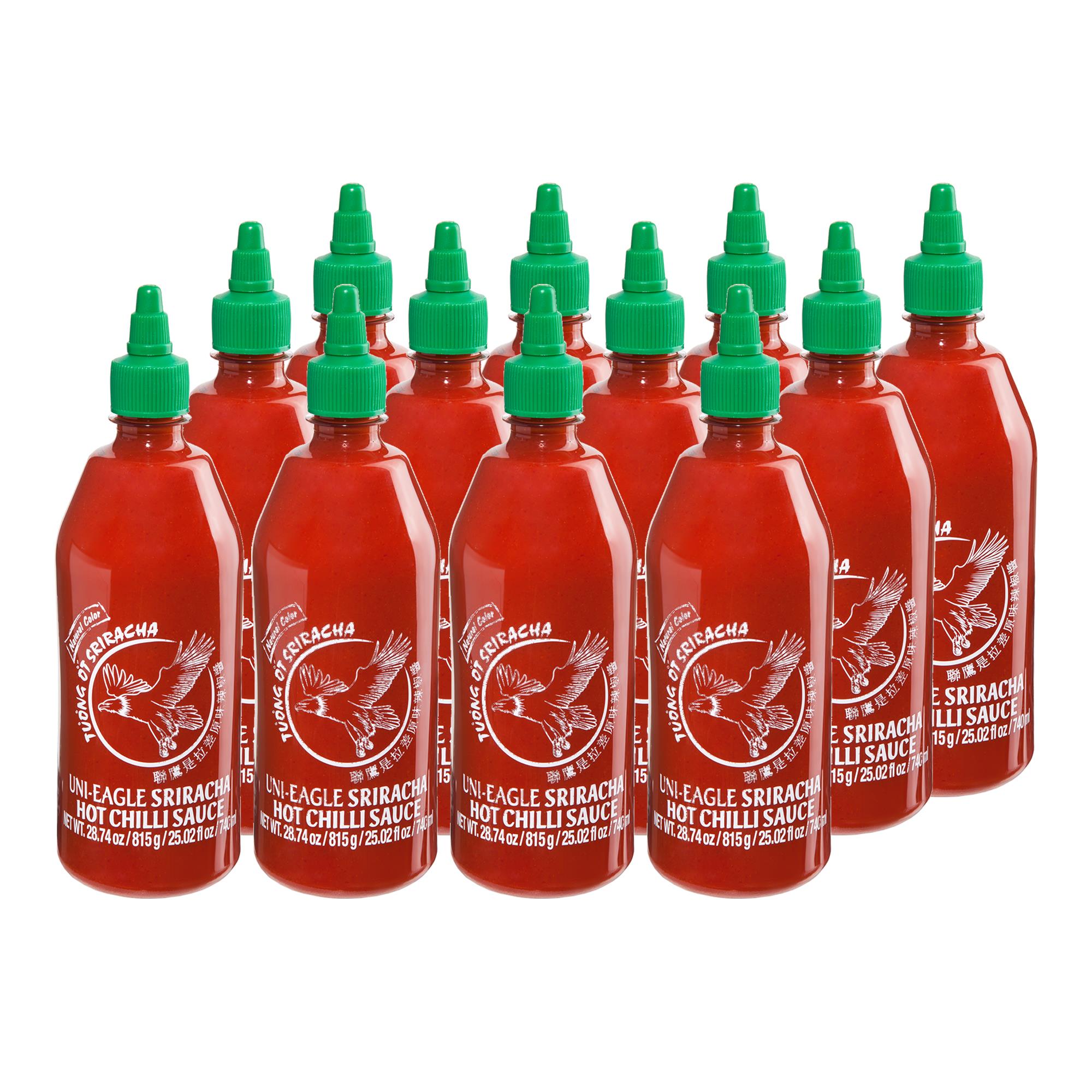 Uni-Eagle Sriracha Acı Biber Sosu | Acı Biber ve Sarımsaklı Lezzet Arttırıcı Acı Sos | Aroma Arttırıcı İçermez | 815g x 12 Adet (Koli)