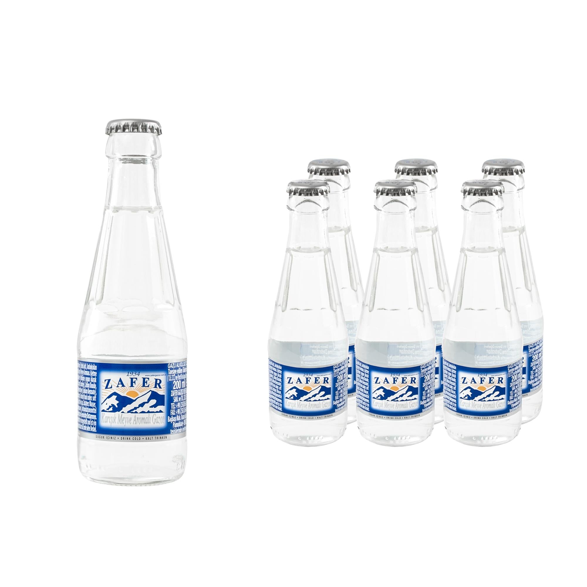Zafer Sade Gazoz Cam Şişe 200 ml x 6 Adet
