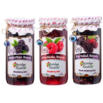 Antalya Reçelcisi Böğürtlen & Ahududu & Karadut Reçeli Seti (290 g x 3)