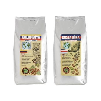 Kahve Dünyası Kolombiya ve Kosta Rika Çekirdek Kahve Seti 1 kg x 2 Adet