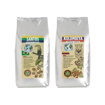 Kahve Dünyası Kolombiya ve Santos Çekirdek Kahve Seti 1 kg x 2 Adet
