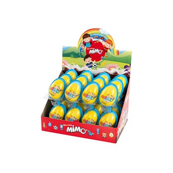 Mimo Sürpriz Yumurta Mavi Seri – Erkek Çocukları İçin Sütlü ve Kakaolu Krema (20 g x 24 Adet)